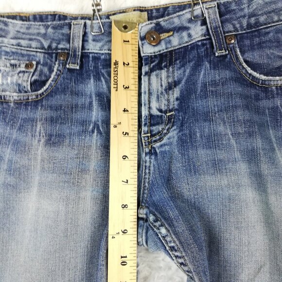 BKE Womens Jeans Star Stretch Flare Blue Denim Stone Wash Low Rise 32‎ - Picture 4 of 15